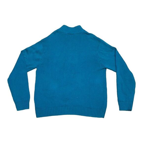 Vintage Ralph Lauren Chaps Men's Turquoise Blue Quarter-Zip Pullover Sweater L - Picture 4 of 5